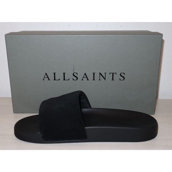 ALLSAINTS 34ZM0180 Men's Sz 10M Black Sunland Suede Slide Sandals - Picture 7 of 7
